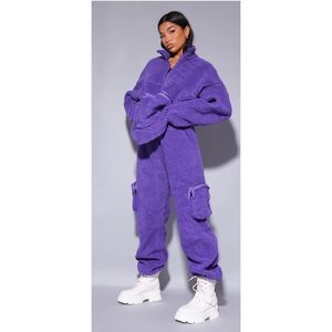 Pretty Little Thing Purple Unisex Borg Joggers and Sweater Set